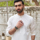Off White Cotton Kurta Trouser - Men