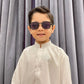 Off White Blended Kurta Trouser - Kids