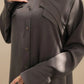 Olive Green Lapel Abaya