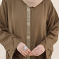 Pastel Brown Embroidered Abaya