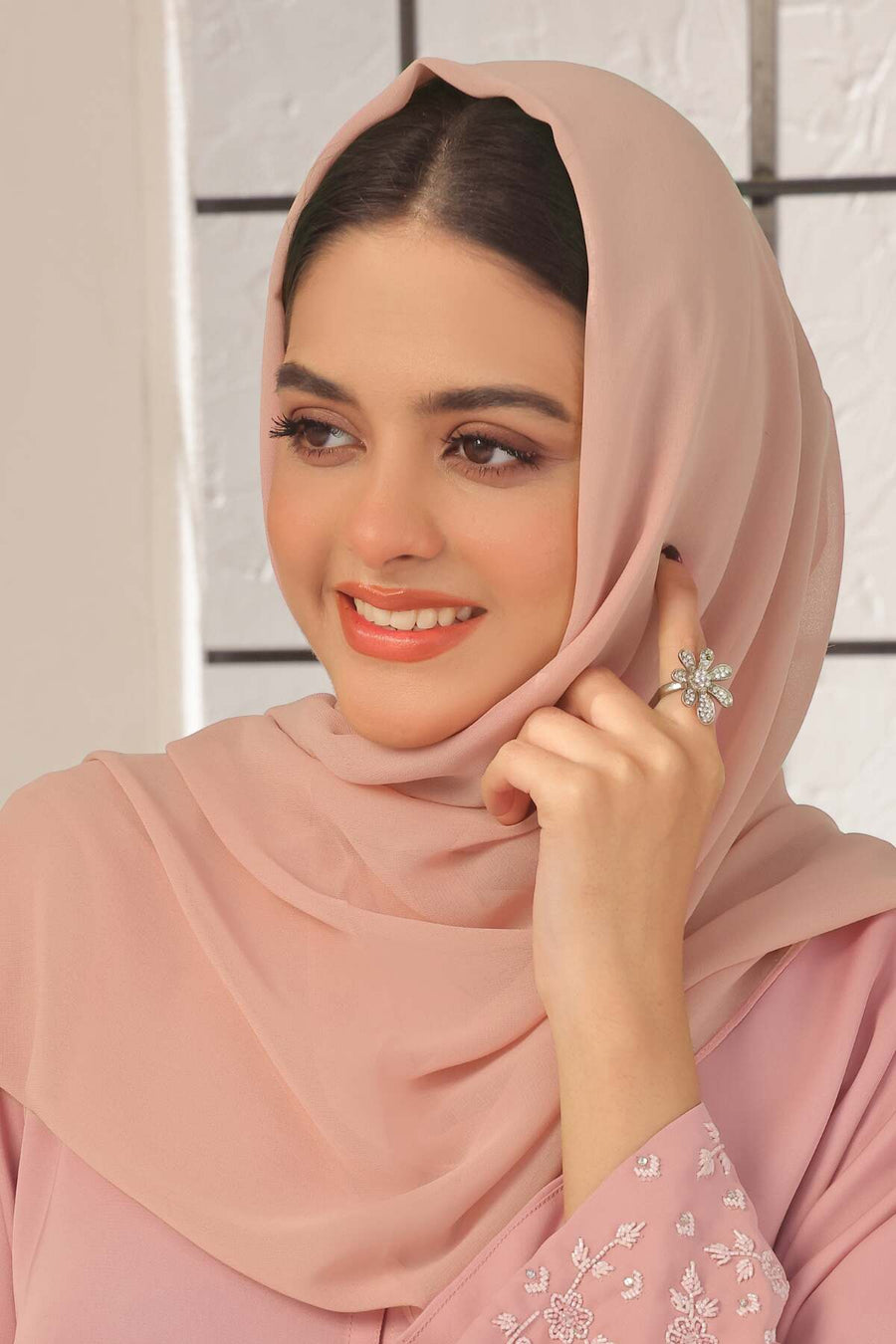 Pinkish Tan Georgette Hijab