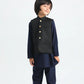 Navy Blue Kurta Trouser with Black Suiting Waistcoat - Kids