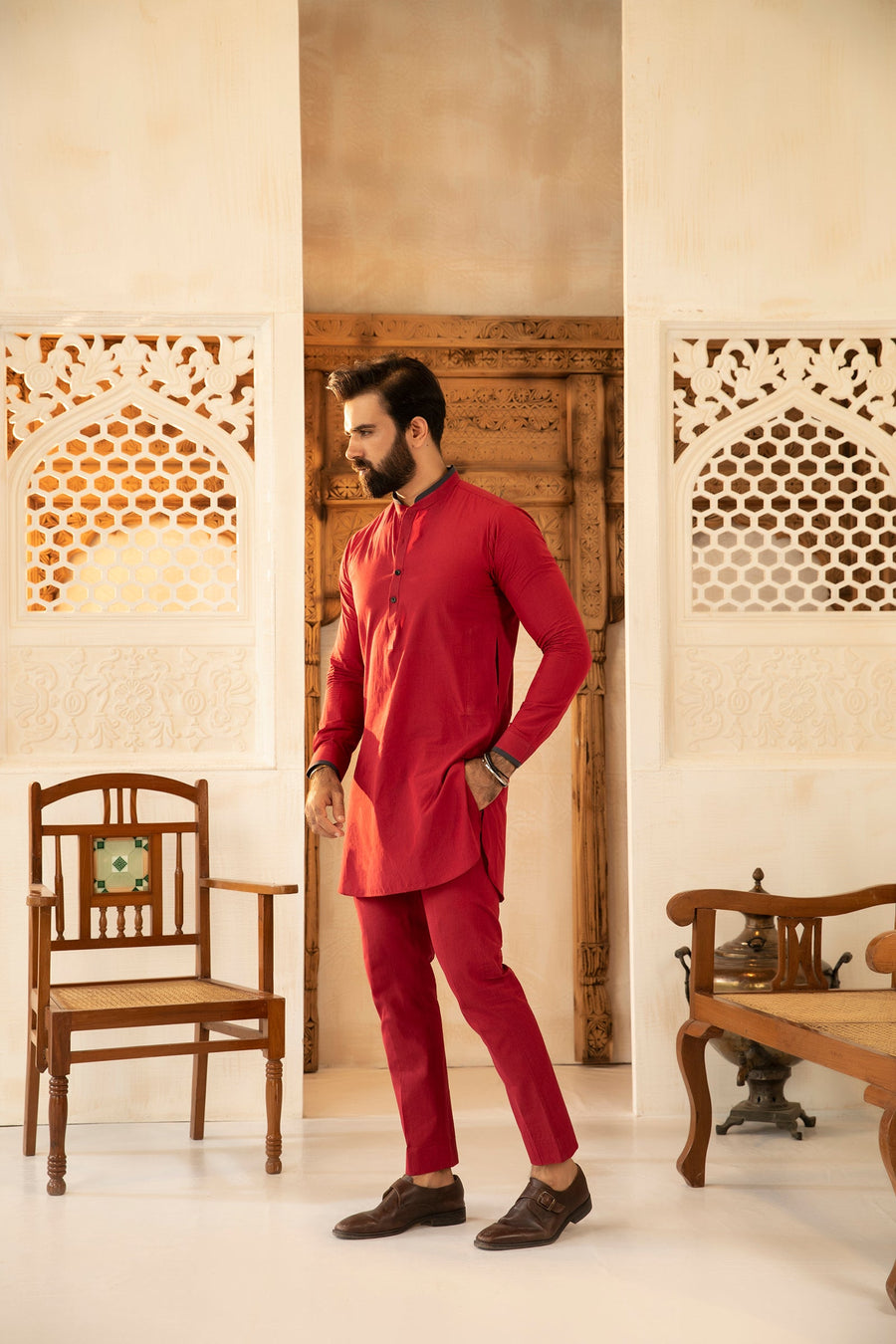 2PC STITCHED-RED SUIT IST-26