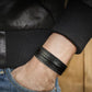 The Grit - Black Croc - Kara Style Leather Bracelet / Leather Cuff