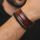 The Grit - Red Brown Croc - Kara Style Leather Bracelet / Leather Cuff
