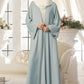 Seashell Embroidered White Abaya