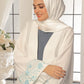 Seashell Embroidered White Abaya