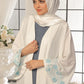 Seashell Embroidered White Abaya