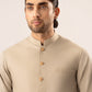 Light Beige Kurta Shalwar with Pick-Stitch Matching Waistcoat - Men