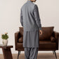 Bluish Grey Kurta Shalwar with Pick-Stitch Matching Waistcoat - Men