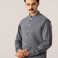 Bluish Grey Kurta Shalwar with Pick-Stitch Matching Waistcoat - Men