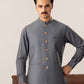 Bluish Grey Kurta Shalwar with Pick-Stitch Matching Waistcoat - Men