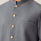 Bluish Grey Kurta Shalwar with Pick-Stitch Matching Waistcoat - Men