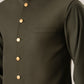 Army Green Kurta Shalwar with Pick-Stitch Matching Waistcoat - Men