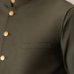 Army Green Kurta Shalwar with Pick-Stitch Matching Waistcoat - Men