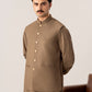 Stone Brown Kurta Shalwar with Pick-Stitch Matching Waistcoat - Men