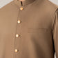 Stone Brown Kurta Shalwar with Pick-Stitch Matching Waistcoat - Men