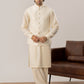 Bosky White Kurta Shalwar with Pick-Stitch Matching Waistcoat - Men
