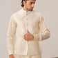Bosky White Kurta Shalwar with Pick-Stitch Matching Waistcoat - Men