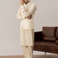 Bosky White Kurta Shalwar with Pick-Stitch Matching Waistcoat - Men