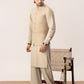 Light Beige Kurta Shalwar with Pick-Stitch Matching Waistcoat - Men