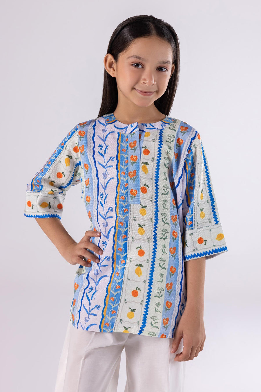 Stitched Kids Printed Dobby Shirt