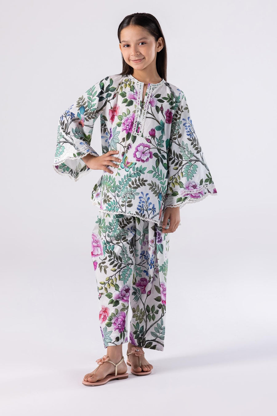 Stitched Kids Printed Lawn Shirt + Bottom