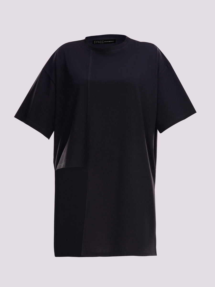 SYNCC BY J. - BLACK ASYMMETRICAL T-SHIRT-05B