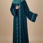 Turquoise Peacock Embroidered Abaya
