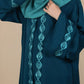 Turquoise Peacock Embroidered Abaya