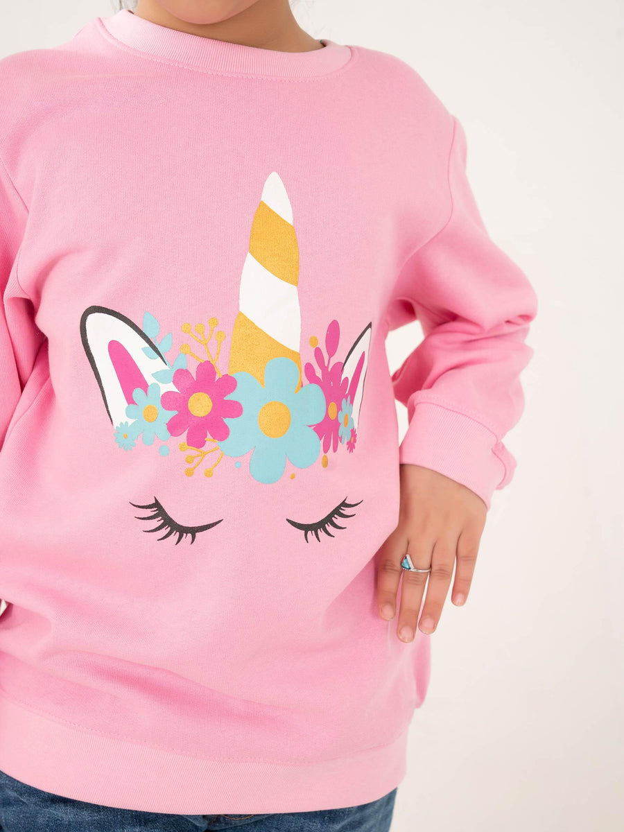 GIRLS PINK FLEECE SWEATSHIRT