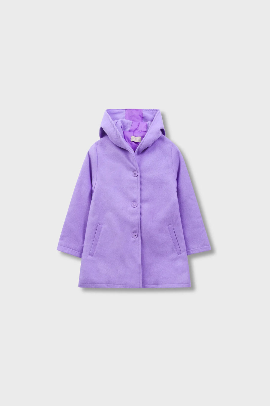 Girls Purple Hooded Felt Coat