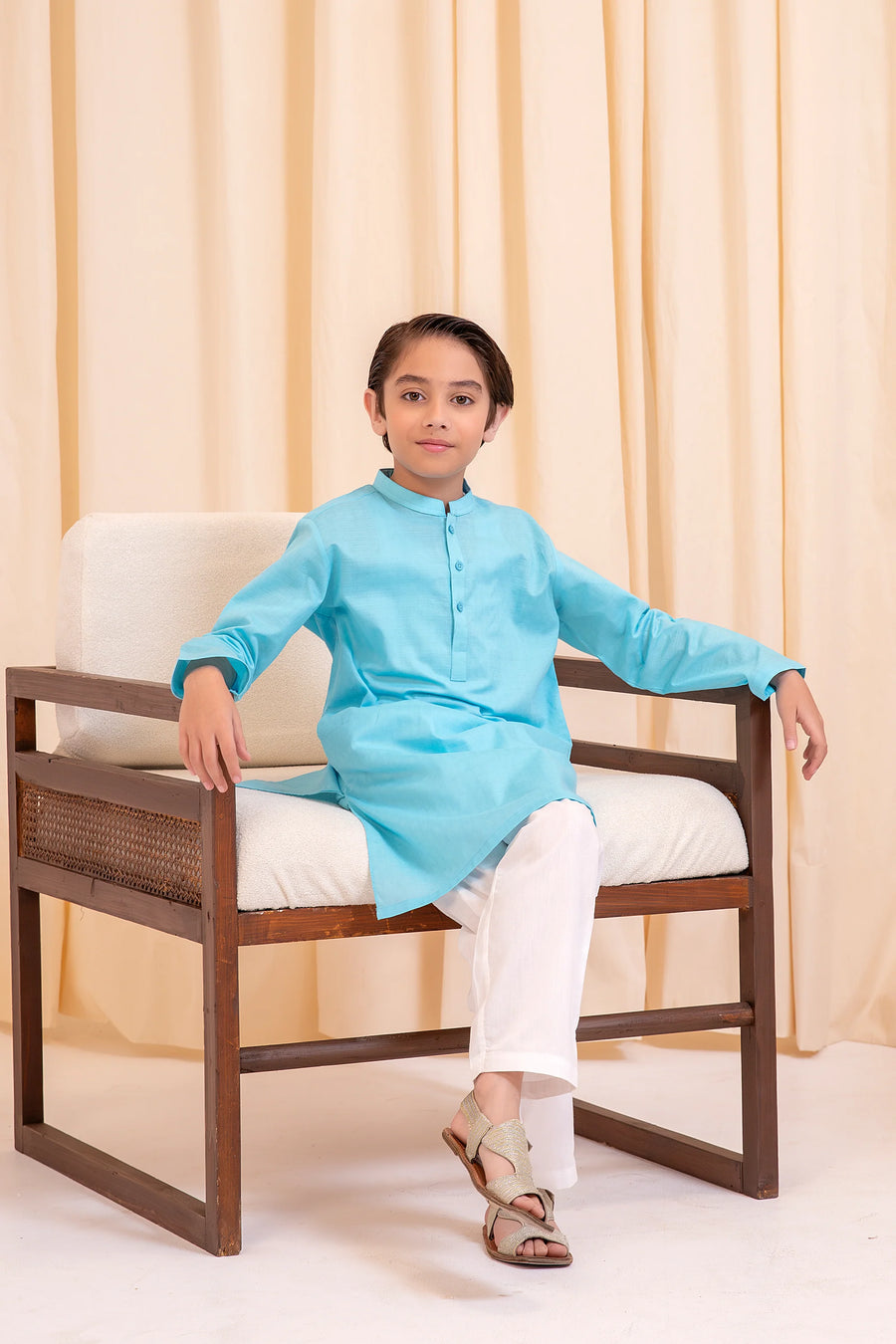 Boys Sky Cotton Kurta