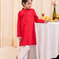 Boys Red Embroidered Cotton Kurta
