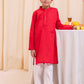 Boys Red Embroidered Cotton Kurta