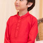 Boys Red Embroidered Cotton Kurta
