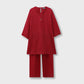 Red Chikankari Suit Set - 3pc
