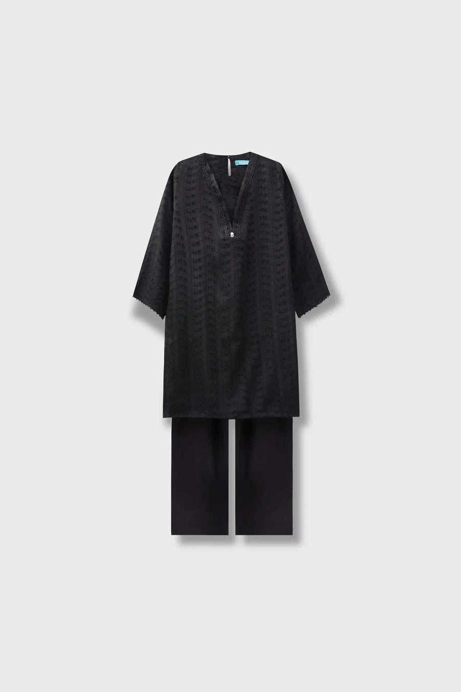 Black Chikankari Suit Set - 3pc