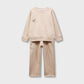 Girls Beige Embroidered Fleece Set