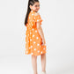 Orange Polka Dot Off-Shoulder Dress