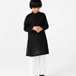 Boys Black Jacquard Cotton Kurta