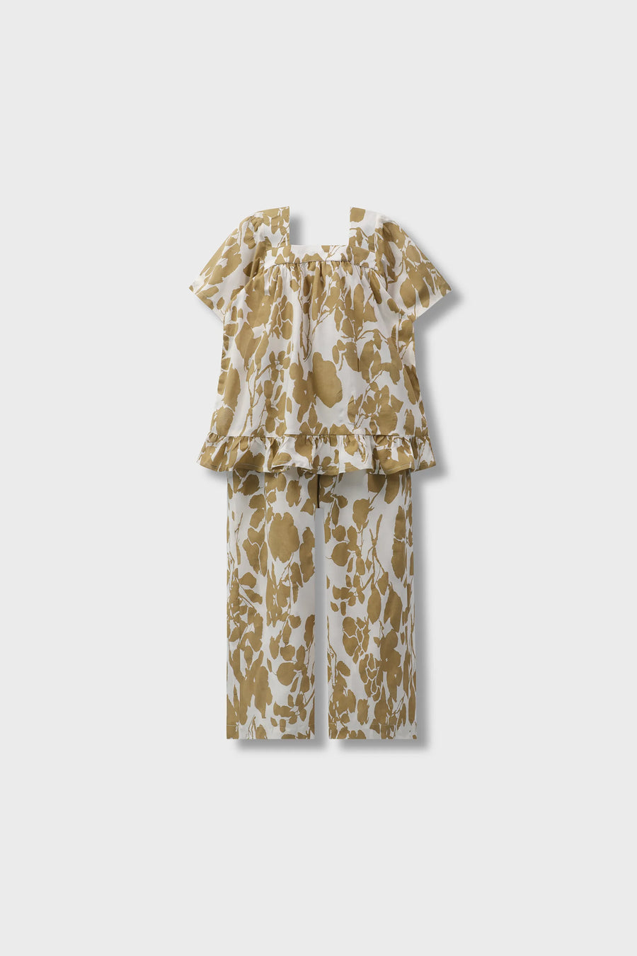 Girls Camel Leaf Printed Co-ord Set