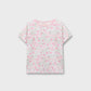 Girls White Printed Rib Tee