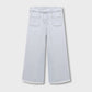 Girls Light Blue Frayed Wide-Leg Jeans