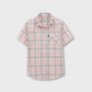 Boys Coral Cotton Plaid Shirt