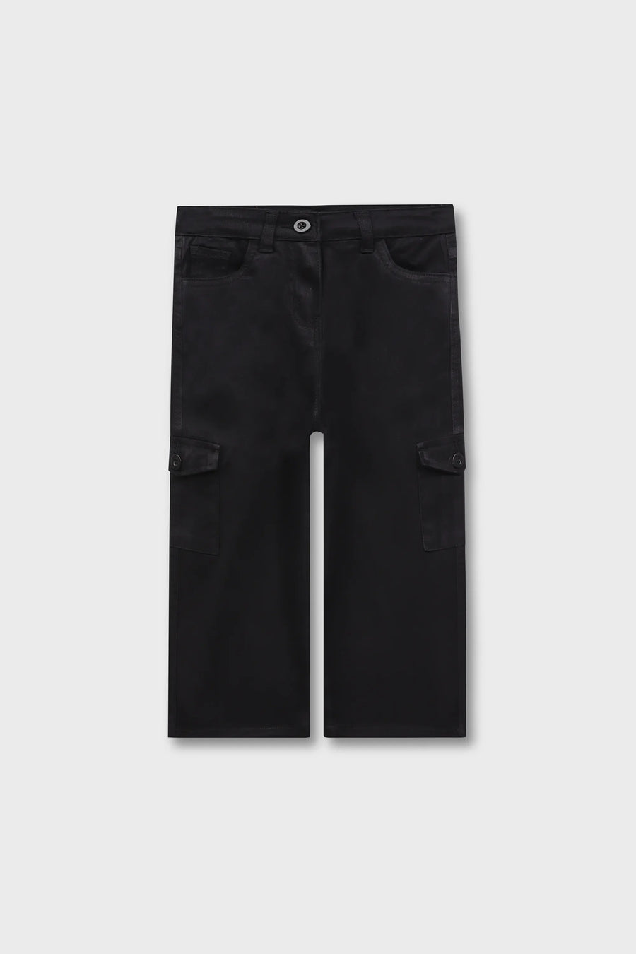 Girls Trending Black Wide-Leg Twill Pants