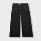 Girls Sleek Black Wide-Leg Twill Pants
