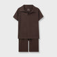 Boys Waffle Brown Polo Co-ord Set