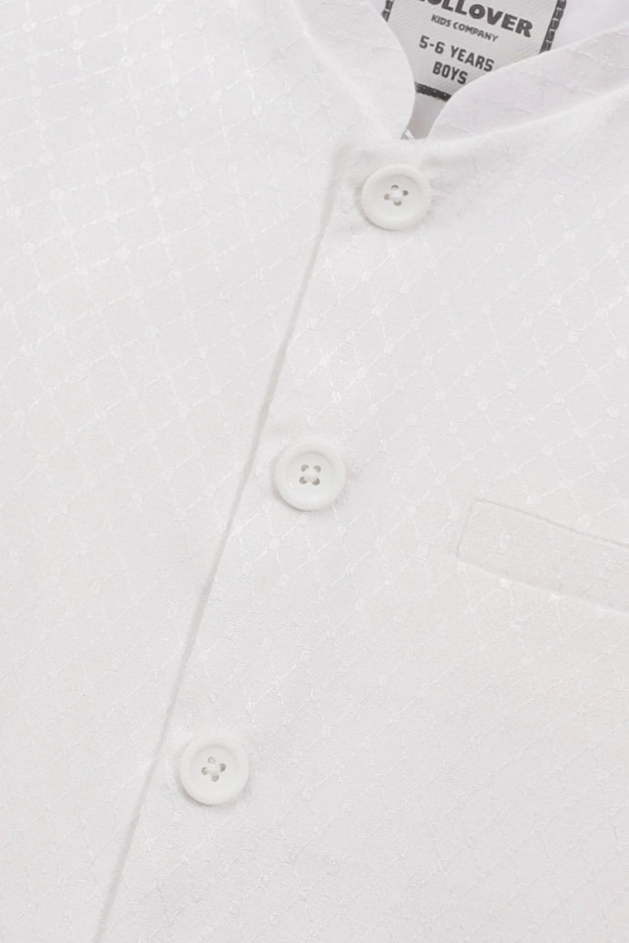Boys Elegant White Self-Cotton Waistcoat