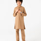 Boys Timeless Light Brown Emroidered Kurta Set